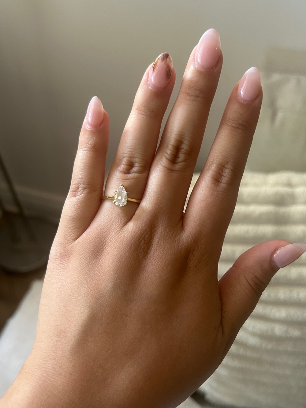 Objkts Jewlery Pear Cut Pia Ring with 14k Gold Plated Band - Picture 4 of 6